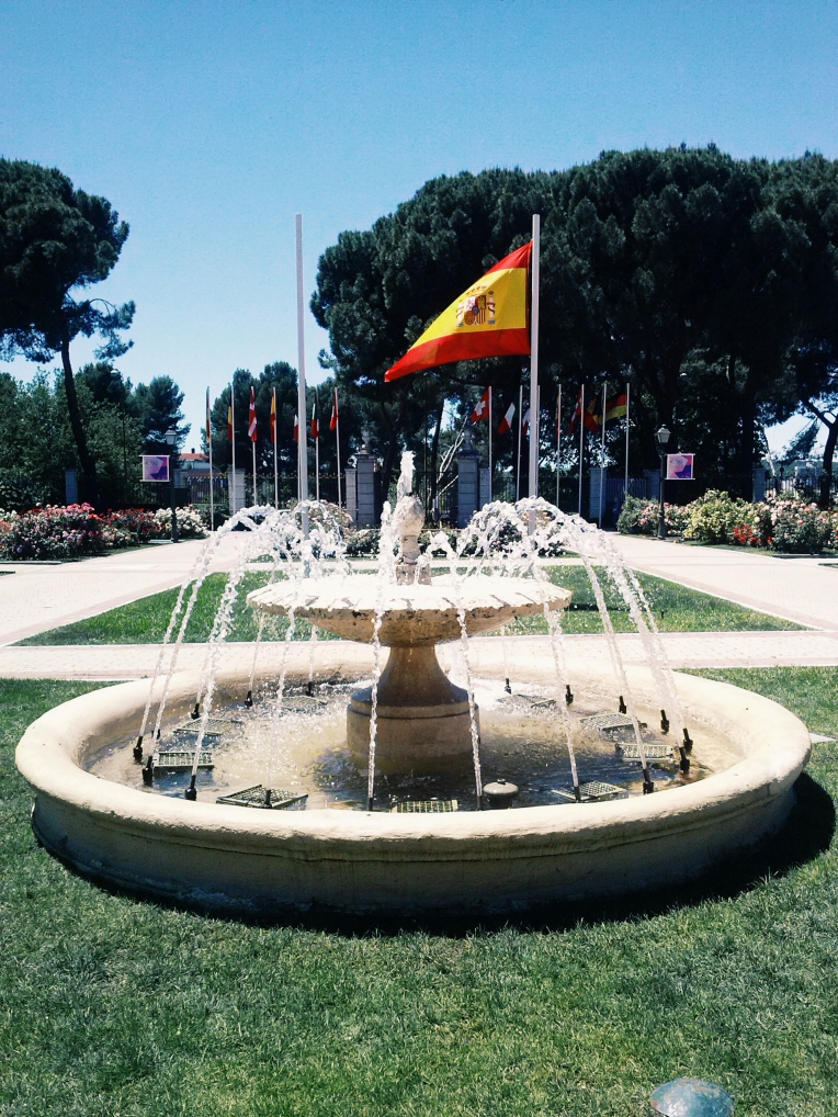 One of the fountains at the center of the park.